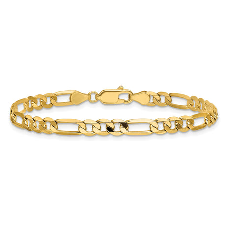 14K Yellow Gold 4.75 mm Figaro Chain Anklet, Polished alternate angle