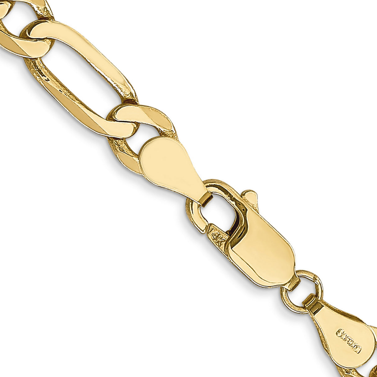 14K Yellow Gold 5.25 mm Figaro Chain Necklace, Polished alternate angle