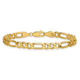 14K Yellow Gold 5.25 mm Figaro Chain Bracelet, Polished alternate angle