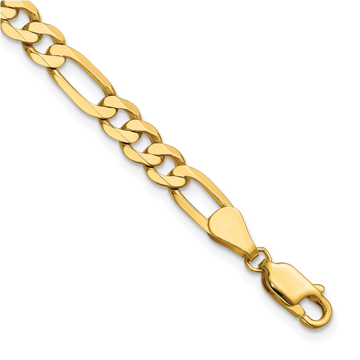 14K Yellow Gold 5.25 mm Figaro Chain Anklet, Polished detail view