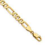 14K Yellow Gold 5.25 mm Figaro Chain Anklet, Polished detail view