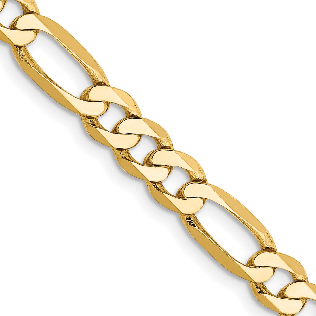 14K Yellow Gold 5.25 mm Figaro Chain Necklace, Polished detail view