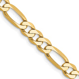 14K Yellow Gold 5.25 mm Figaro Chain Necklace, Polished detail view