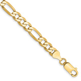 14K Yellow Gold 6.25 mm Figaro Chain Anklet, Polished