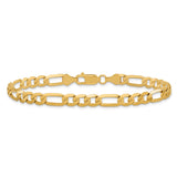 14K Yellow Gold 6.25 mm Figaro Chain Anklet, Polished alternate angle