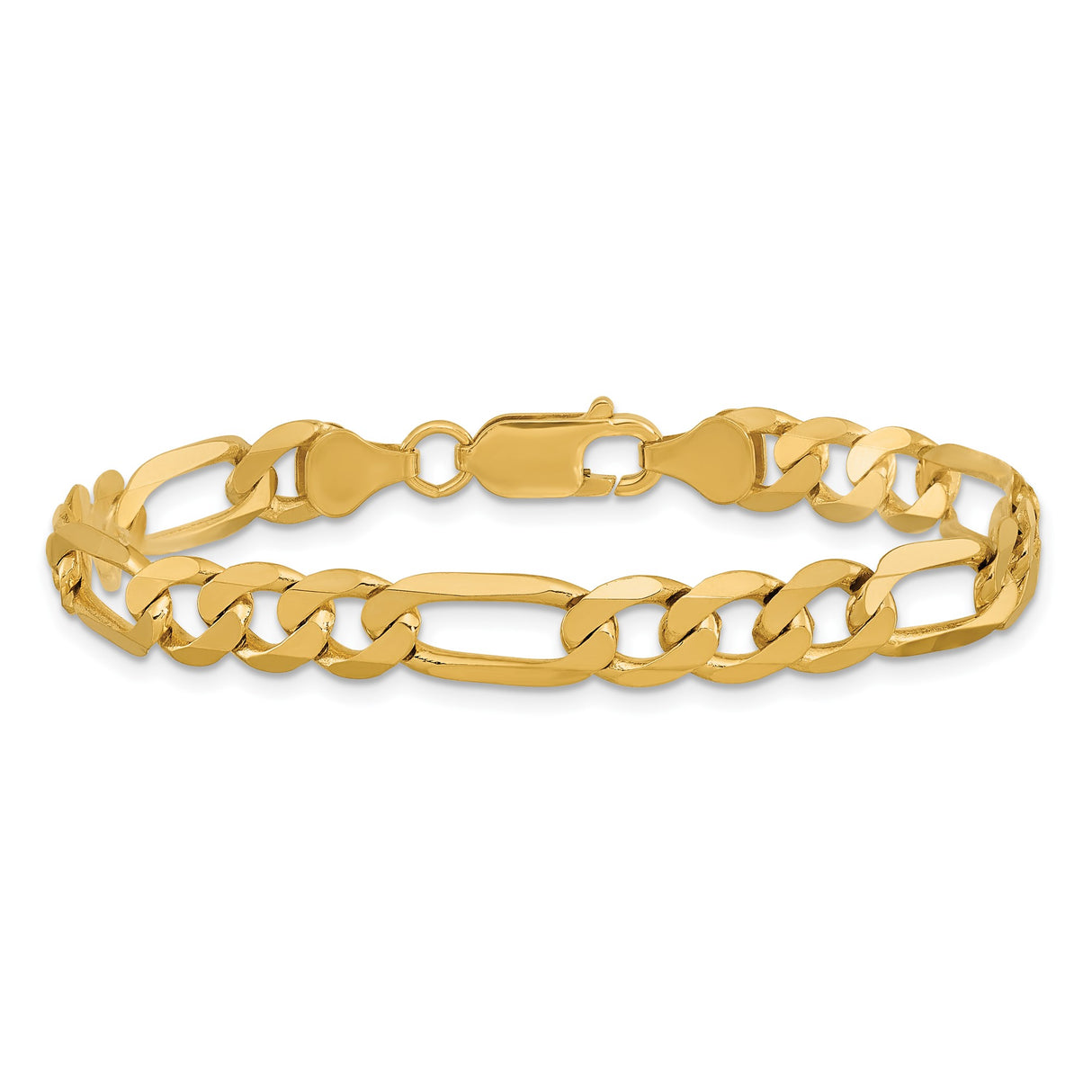 14K Yellow Gold 7 mm Figaro Chain Anklet, Polished