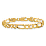 14K Yellow Gold 7 mm Figaro Chain Anklet, Polished