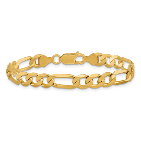 14K Yellow Gold 7 mm Figaro Chain Bracelet, Polished