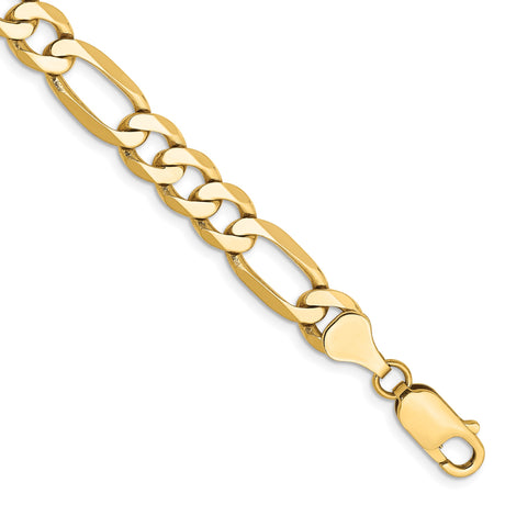 14K Yellow Gold 7 mm Figaro Chain Anklet, Polished alternate angle