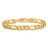 14K Yellow Gold 7.5 mm Figaro Chain Bracelet, Polished