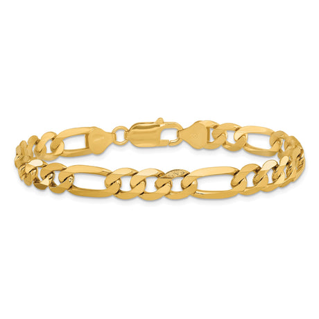 14K Yellow Gold 7.5 mm Figaro Chain Bracelet, Polished