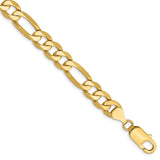 14K Yellow Gold 7.5 mm Figaro Chain Bracelet, Polished shown for scale