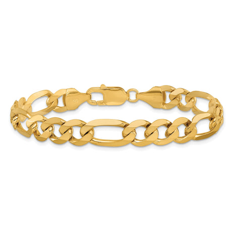 14K Yellow Gold 8.75 mm Figaro Chain Bracelet, Polished