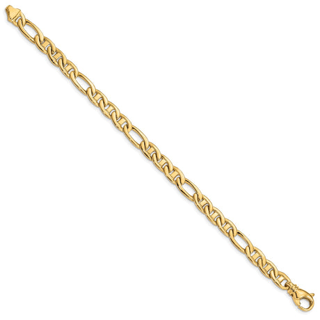 14K Yellow Gold 6.5 mm Polished Chain Bracelet, Solid