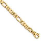 14K Yellow Gold 6.5 mm Polished Chain Bracelet, Solid alternate angle