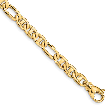 14K Yellow Gold 6.5 mm Polished Chain Bracelet, Solid alternate angle