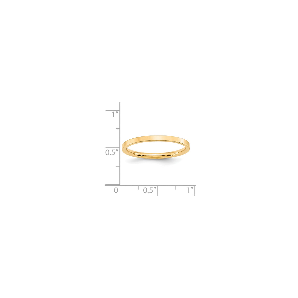 14k Yellow Gold Flat, Comfort Fit wedding band ring shown for scale