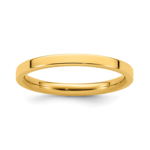 14k Yellow Gold Flat, Comfort Fit wedding band ring