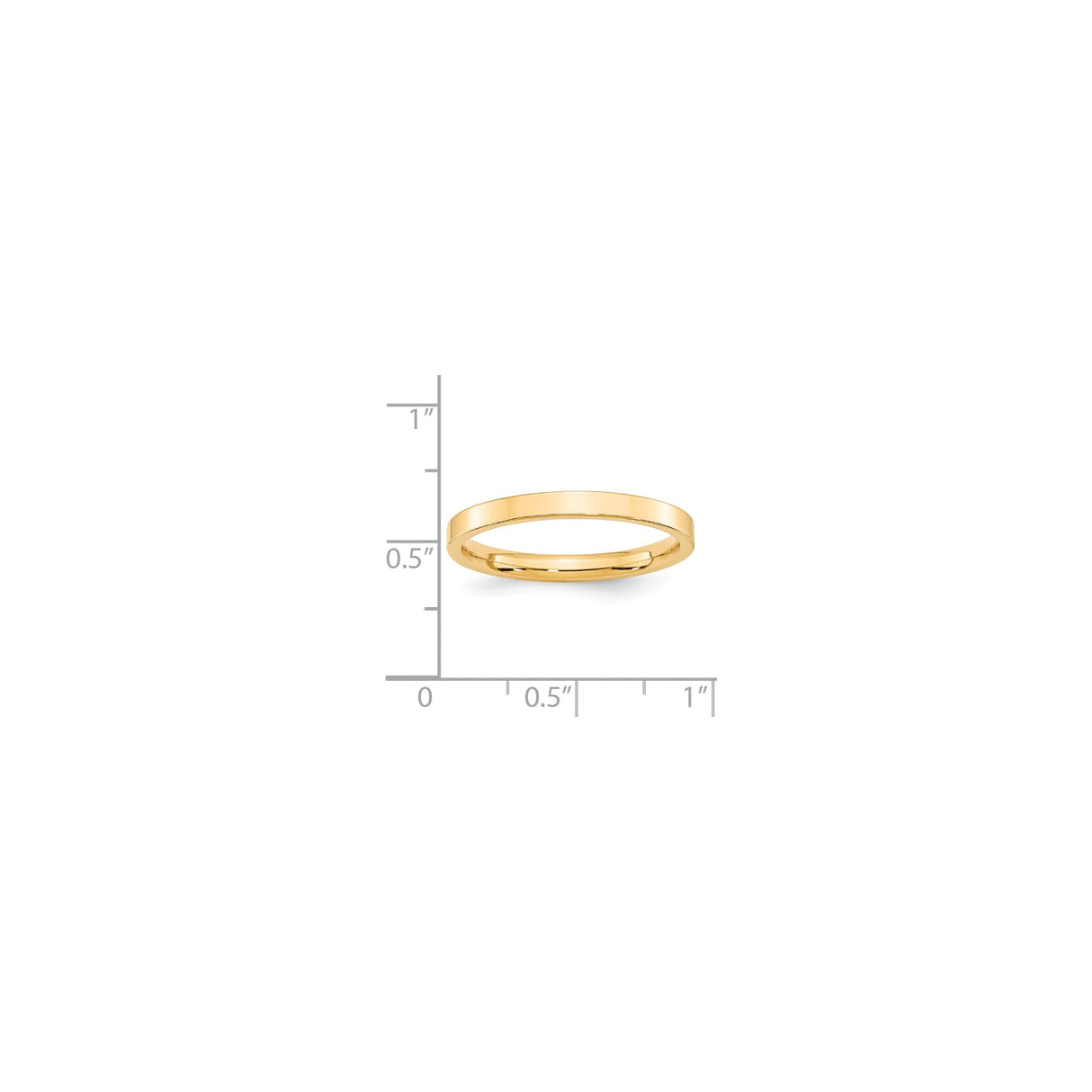14k Yellow Gold Flat, Comfort Fit wedding band ring shown for scale
