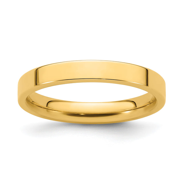 14k Yellow Gold Flat, Comfort Fit wedding band ring