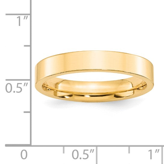 Solid 14K Yellow Gold Flat Wedding Band, Comfort Fit, 4mm Width