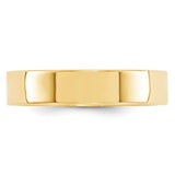 14K Yellow Gold Flat Wedding Band, Solid Comfort Fit, 5 Mm Wide, No Stone Classic Ring