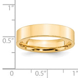 14K Yellow Gold Flat Wedding Band, Solid Comfort Fit, 5 Mm Wide, No Stone Classic Ring
