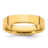 14K Yellow Gold Flat Wedding Band, Solid Comfort Fit, 5 Mm Wide, No Stone Classic Ring