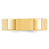 14k Yellow Gold Flat Wedding Band, Comfort Fit, Solid 6 mm Wide, High Polish