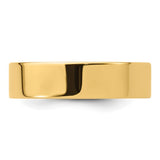 14k Yellow Gold Flat Wedding Band, Comfort Fit, Solid 6 mm Wide, High Polish