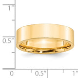 14k Yellow Gold Flat Wedding Band, Comfort Fit, Solid 6 mm Wide, High Polish