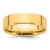 14k Yellow Gold Flat Wedding Band, Comfort Fit, Solid 6 mm Wide, High Polish