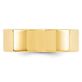 14K Yellow Gold Flat Wedding Band, Solid Comfort Fit, 7mm Wide, Classic Style