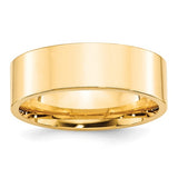 14K Yellow Gold Flat Wedding Band, Solid Comfort Fit, 7mm Wide, Classic Style