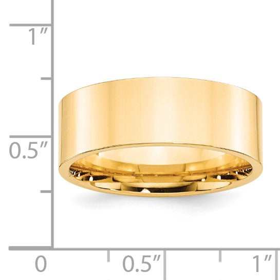 14K Yellow Gold Flat Wedding Band, 8mm Comfort-Fit, Solid Ring for Everyday Sophistication