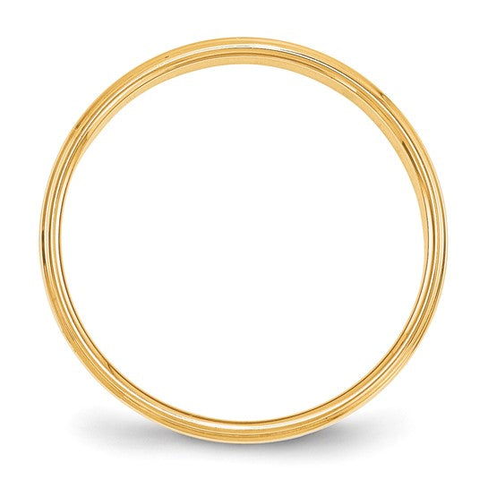 14K Yellow Gold Flat Wedding Band With Step Down Edge 4mm