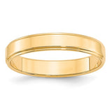14K Yellow Gold Flat Wedding Band With Step Down Edge 4mm