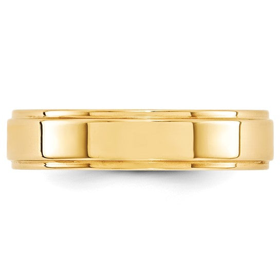 14K Yellow Gold Flat Wedding Band With Step Down Edge, 5 Mm Wide, Timeless And Durable