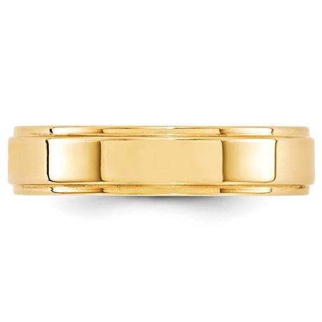 14K Yellow Gold Flat Wedding Band With Step Down Edge, 5 Mm Wide, Timeless And Durable