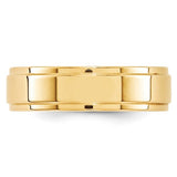 14K Yellow Gold Flat 6mm Solid Wedding Band With Step Down Edges And Polished Finish