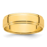 14K Yellow Gold Flat 6mm Solid Wedding Band With Step Down Edges And Polished Finish