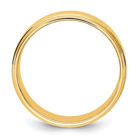 14K Yellow Gold Flat Wedding Band With Solid Step-Down Edge, 7mm