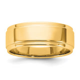 14K Yellow Gold Flat Wedding Band With Solid Step-Down Edge, 7mm