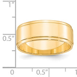 14K Yellow Gold Flat Wedding Band With Step Down Edge 8mm Wide