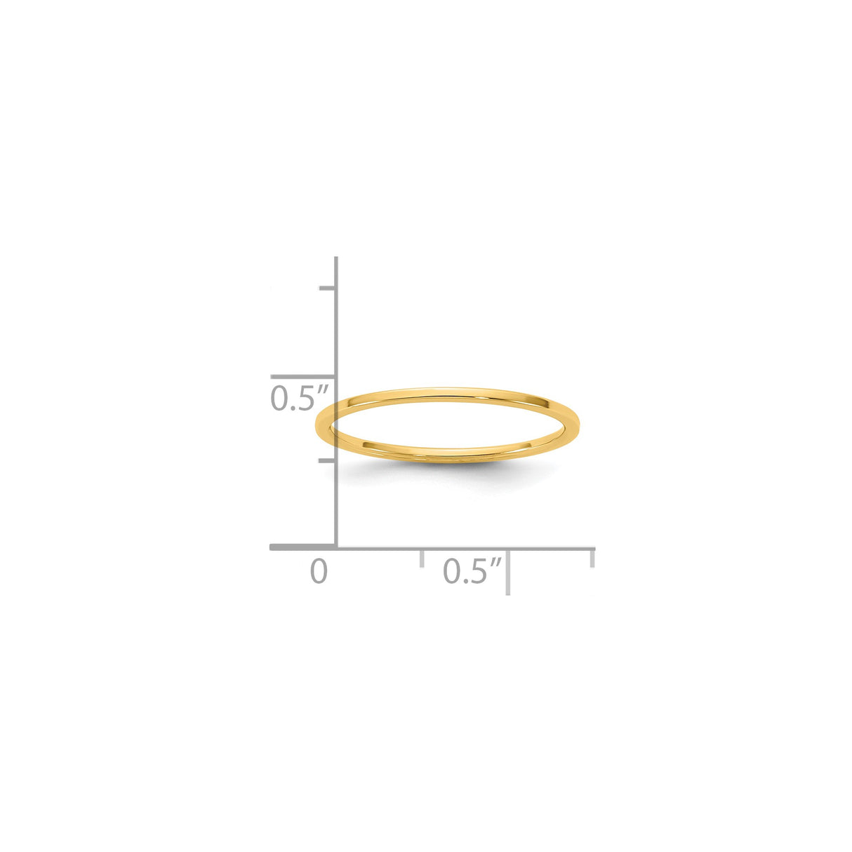 14k Yellow Gold Flat, Lightweight wedding band ring shown for scale