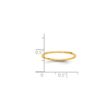 14k Yellow Gold Flat, Lightweight wedding band ring shown for scale