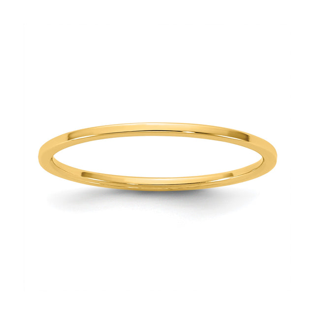 14k Yellow Gold Flat, Lightweight wedding band ring