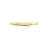 14k Yellow Gold Flat, Lightweight wedding band ring detail view