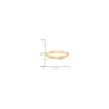 14k Yellow Gold Flat, Lightweight wedding band ring shown for scale