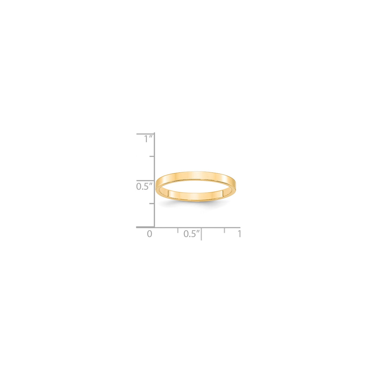 14k Yellow Gold Flat, Lightweight wedding band ring shown for scale
